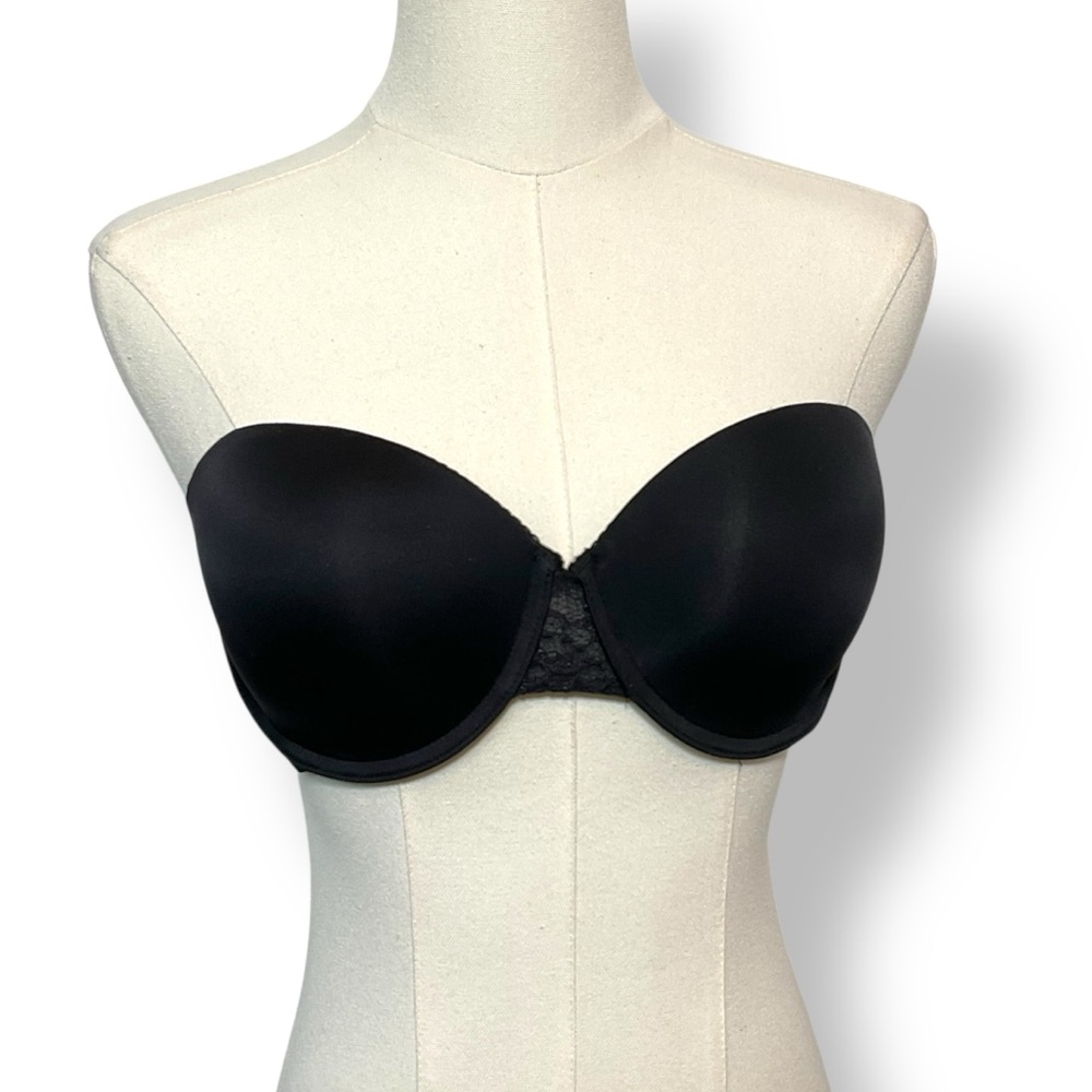 Calvin Klein Bra 34 D Strapless Push Up Black Padded Support